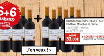 Foire aux vins ChronoDrive : 33€ les 6 bout. + 6 gratuites de Bordeaux supérieur Château Mouchac la Rame (soit 2,75€/bout.)