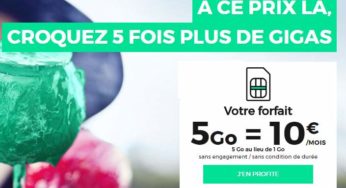 Forfait RED by SFR (sans engagement) : 10€ Appels + SMS/MMS illimité – Internet 5Go