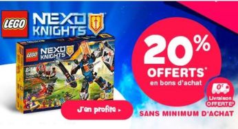 20% offert sur les Lego Nexo Knights sur Toys’R US (bon d’achat)