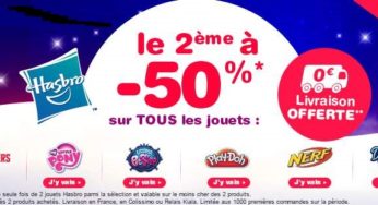 1 jouet acheté = le second à -50% + livraison gratuite (Hasbro, Nerf, Play-Doh…)