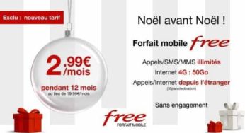 Abonnement forfait mobile Free à 2,99€/mois 50Go tout illimités (dont étranger)