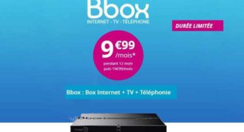 9,99€/mois la Bbox de Bouygues (Internet + TV + Téléphone) au lieu de 19,99€