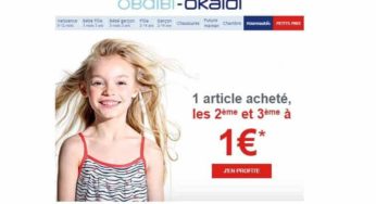 Okaïdi / Obaïbi : 1 article acheté = le 2ème et 3ème à 1 euro !