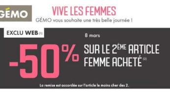 Journée de la femme Gémo : -50% sur le second article femme