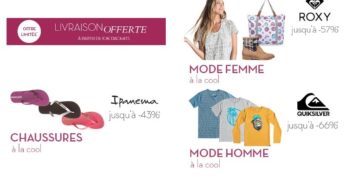 Vente privée Quiksilver & Roxy : jusqu’à -65% + 5€ offert des 20€ + livraison gratuite