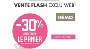 Bénéficiez de 30% de remise jusqu’a demain soir sur Gémo