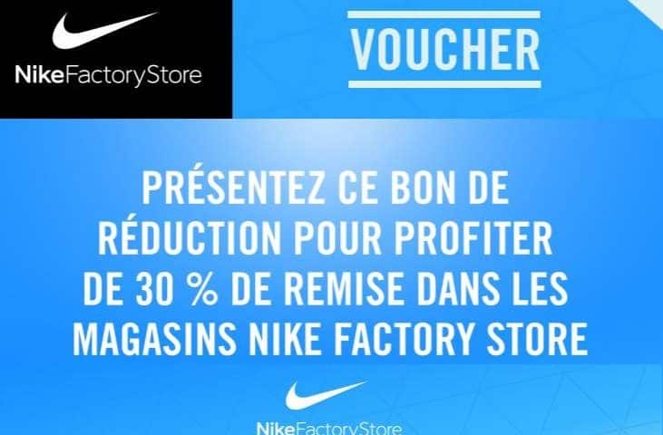derrochador Al frente márketing Coupon Nike Factory Store : 30% supplémentaire en téléchargeant ce bon