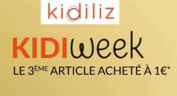 Kidiweek de Kidiliz : 2 articles achetés = le troisième à 1 euro + livraison gratuite