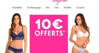 Mademoiselle lingerie : remise de 10€ dès 50€ (valable sur les promotions)