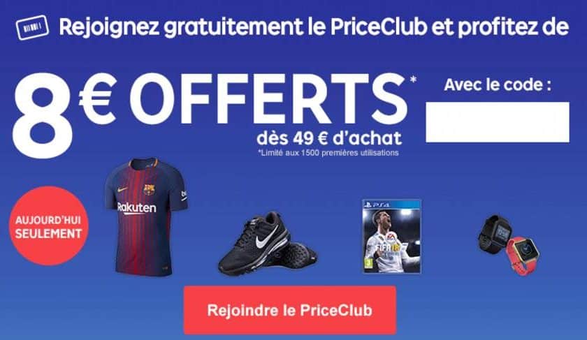 49€ d’achats sur Priceminister = 8€ de remise immédiate