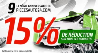 Bon plan achat pièces auto : -15% sur tout Piecesauto24 (anniversaire)