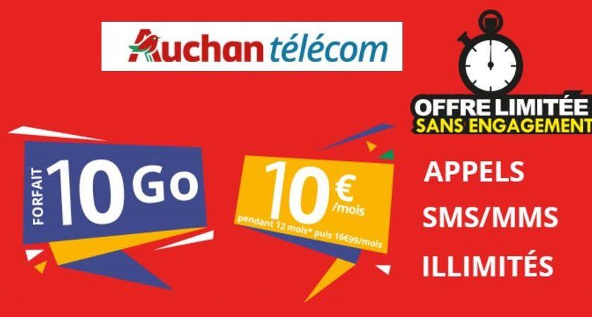 Forfait Auchan Telecom 10Go a 10€