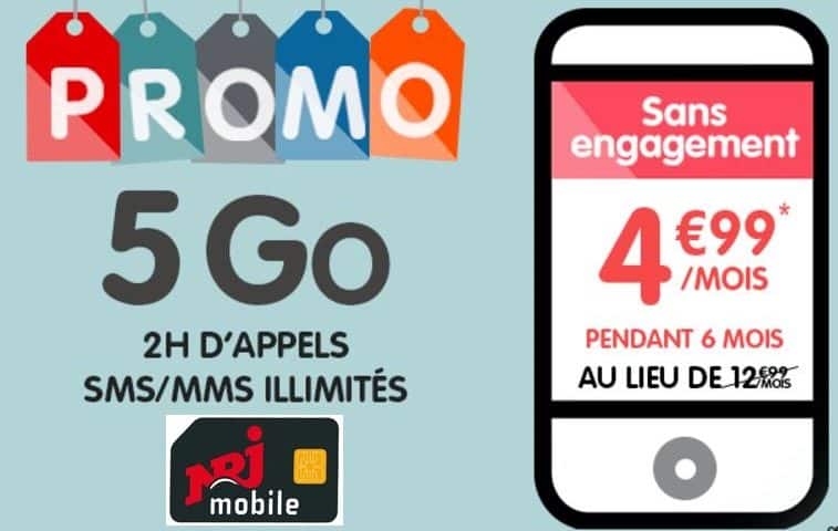 Forfait NRJ Mobile 5Go à 4,99€