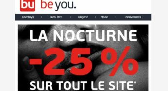 Moins 25% sur tout pendant la Nocturne Adam et Eve – Be You (jusqu’à minuit)