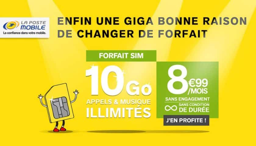 Vente privée forfait La Poste Mobile 10go