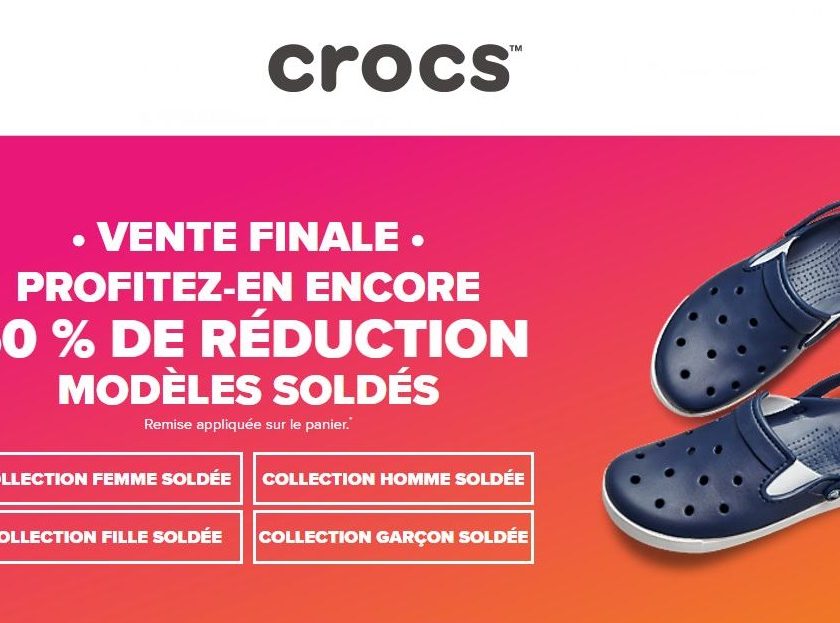 50% supplementaire sur les soldes Crocs