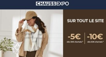 10€ de réduction sur ChaussExpo à partir de 50€ d’achats (ou -5€ dès 30€)