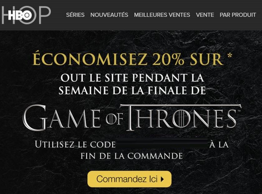 HBO Shop code promo articles Game of Thrones