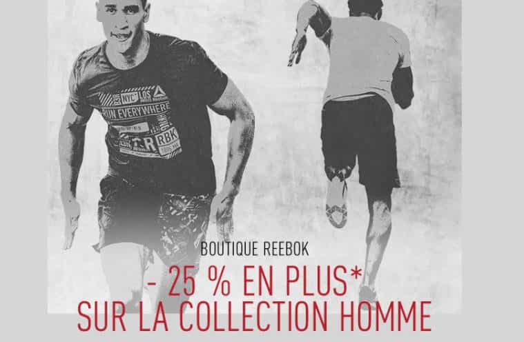 Outlet Reebok : 25% supplémentaires sur les articles homme + livraison gratuite