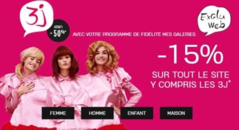 15% de remise supplémentaire sur les 3J Galeries Lafayette (jusqu’à -50%)