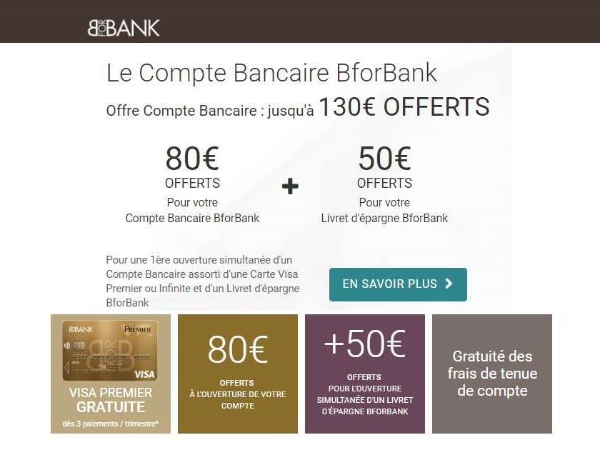 80€ offerts pour l’ouverture d’un compte BforBank