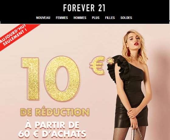10€ de remise sur Forever 21 à partir de 60€ d’achat + livraison gratuite