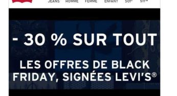 Black Friday Levi’s = remise de 30% sur tout le site + Livraison gratuite en point de retrait