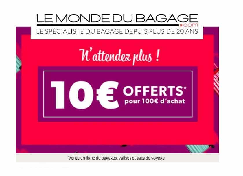 Bon plan bagages 10€ offert sur Le Monde du Bagage