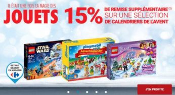 15% de remise supplémentaire sur les calendriers de l’avent (Carrefour – Rue du Commerce)