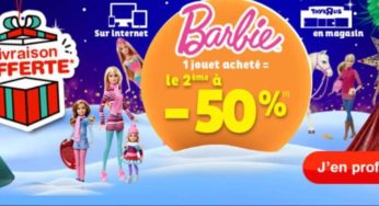 1 jouet Barbie acheté = le second à moitié prix (Toys’R US)