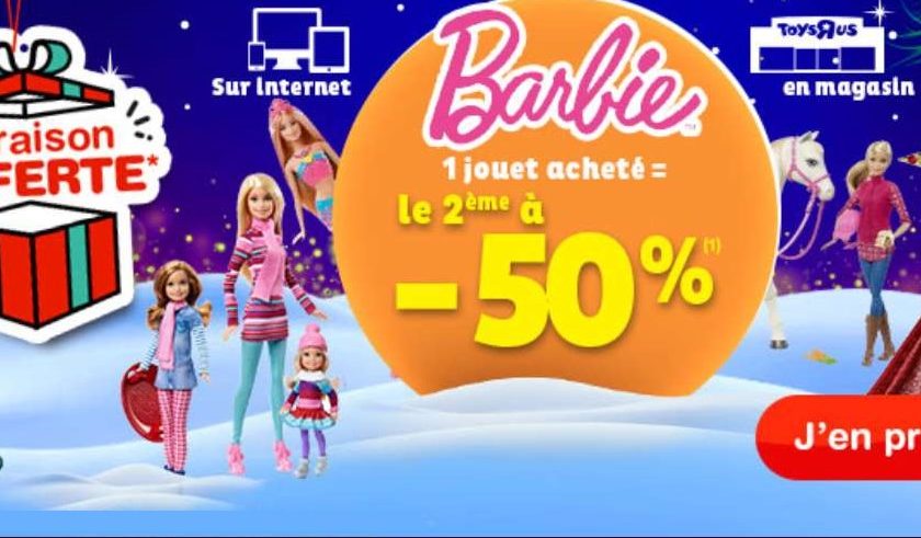 1 jouet Barbie acheté = le second à moitié prix