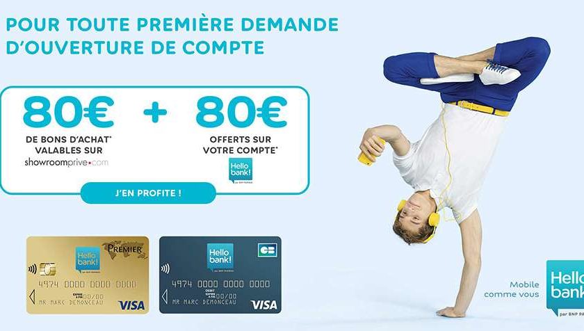 Hello Bank ! 80€ offerts + 80€ en bon d’achat ShowroomPrivé