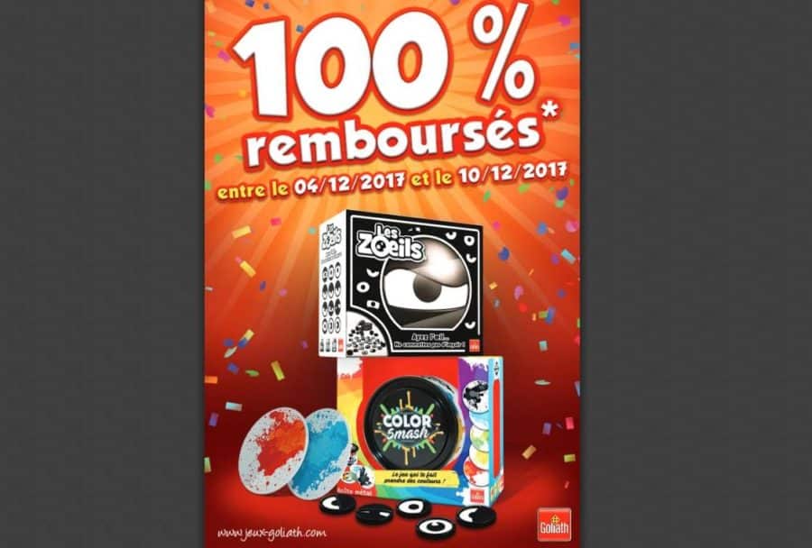 Offre 100% remboursé Goliath 🎅 Color Smash et Les Zoeils entièrement remboursés