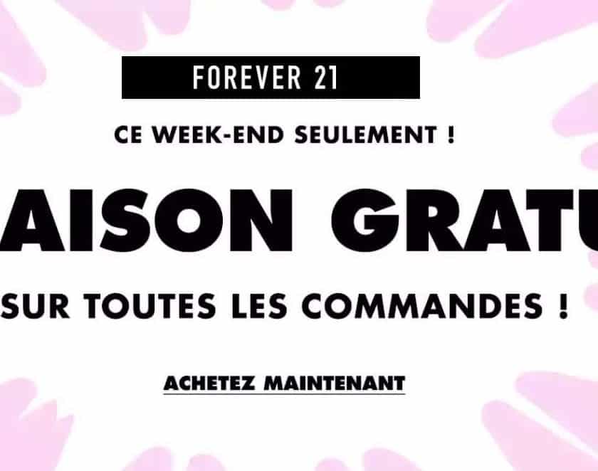 Livraison gratuite sur les Soldes Forever 21