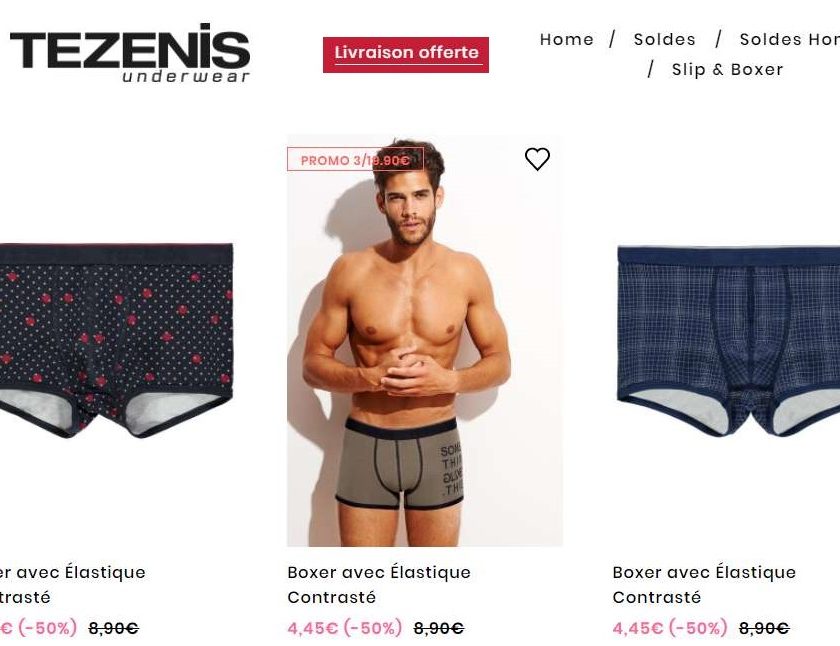 Tous les boxers homme Tezenis à 4,45€