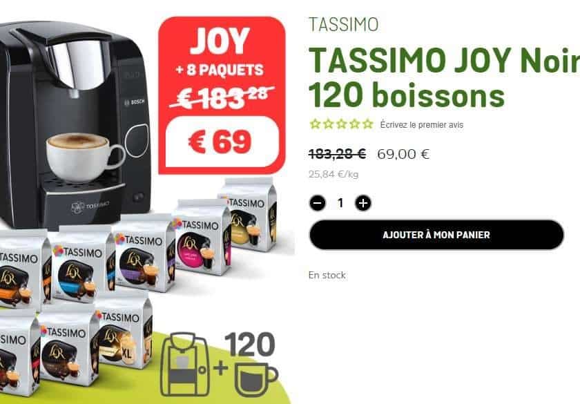 69€ la machine Tassimo Bosch Joy + 120 boissons