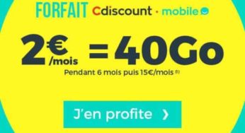 Forfait 40Go Cdiscount Mobile à 2€/mois pendant 6 mois (Appels-SMS-MMS illimités en France)