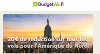 Billet d’avion Etats-Unis moins cher : -20€ sur tous billets réservés (-15€ autres destinations) Budget Air ✈️