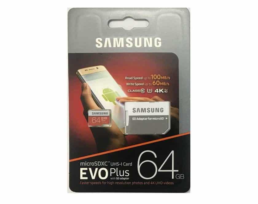 Carte microSDXC Evo Plus 64Go Samsung U3 100Mos – 60Mos