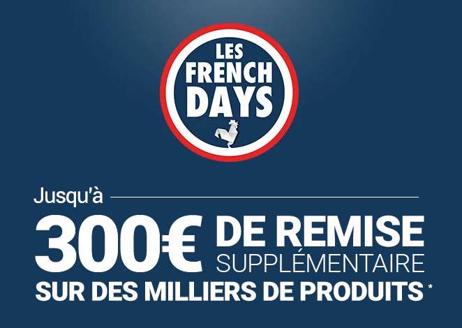 French Days de RueDuCommerce = remise supplémentaire de 2€ à 300€ sur quasiment tout