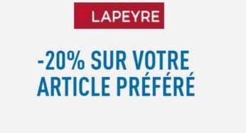 20% de remise sur l’article de votre choix sur Lapeyre (aujourd’hui uniquement) !