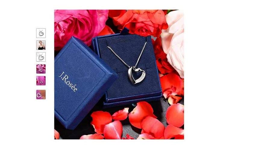 Moins de 10€ le pendentif coeur avec collier en argent J. Rosée