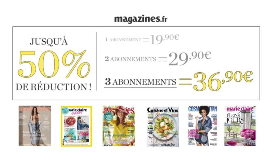 369€ Abonnement 3 Magazines Pour 1 An Marie Claire Cosmopolitan Avantages 