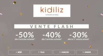 Pré-soldes Kidiliz : -30% dès le 1er article / -40% dès 3 articles / -50% dès 4 articles