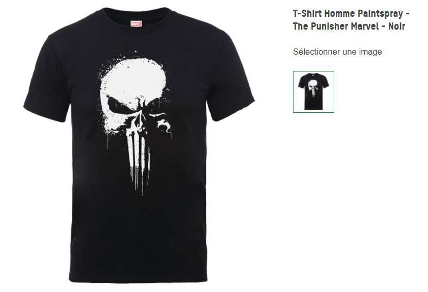 T-shirt officiel The Punisher Marvel homme - livraison gratuite