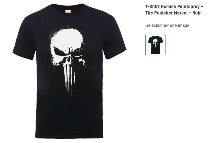 10,99€ T-shirt officiel The Punisher Marvel homme – livraison gratuite