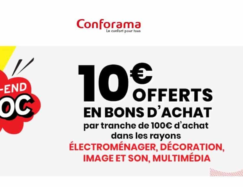 Conforama offre 10€ tous les 100€