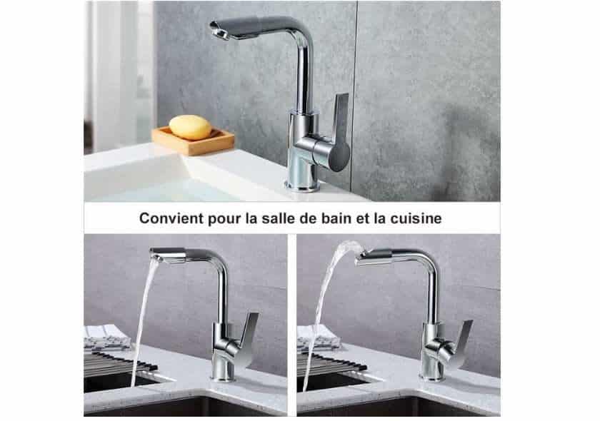 robinet de cuisine ou salle de bain pivotant à 360 degrés Homelody SOLDES