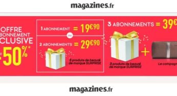 29,90€ abonnement 2 magazines au choix + cadeau beauté (valeur 65€)