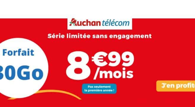 8,99€ forfait mobile 30Go Auchan Telecom A VIE